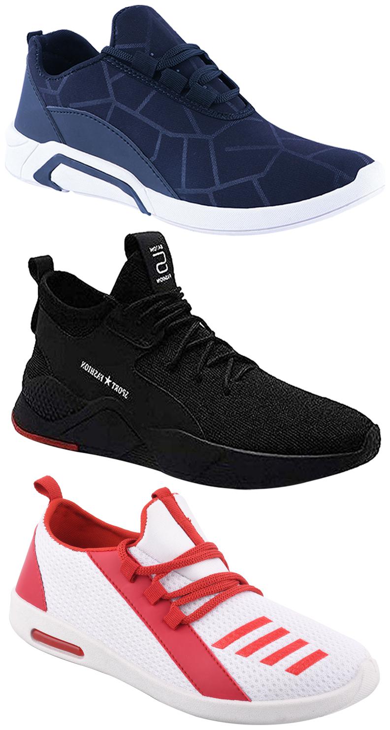

Birde Men Multicolor Mesh Canvas Casual Sports Sneakers Runnning Shoes for Men s Boy s - UK7 (Combo of 3)