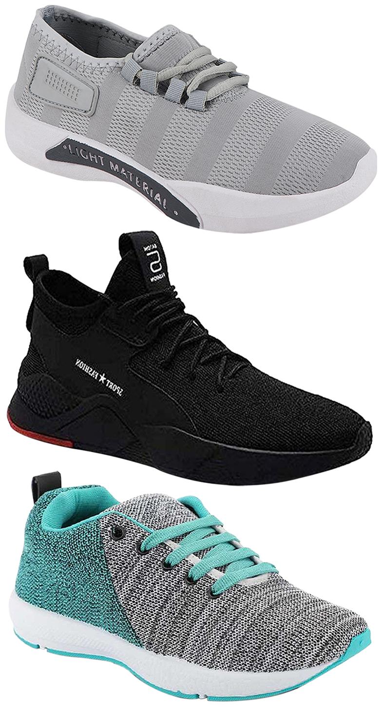 

Birde Men Multicolor Mesh Canvas Casual Sports Sneakers Runnning Shoes for Men s Boy s - UK10 (Combo of 3)