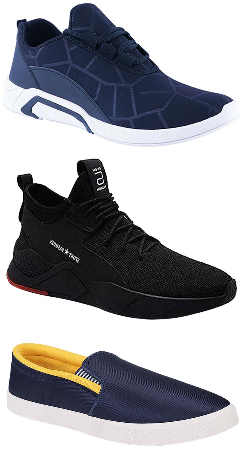 

Birde Men Multicolor Mesh Canvas Casual Sports Sneakers Runnning Shoes for Men s Boy s - UK8 (Combo of 3)