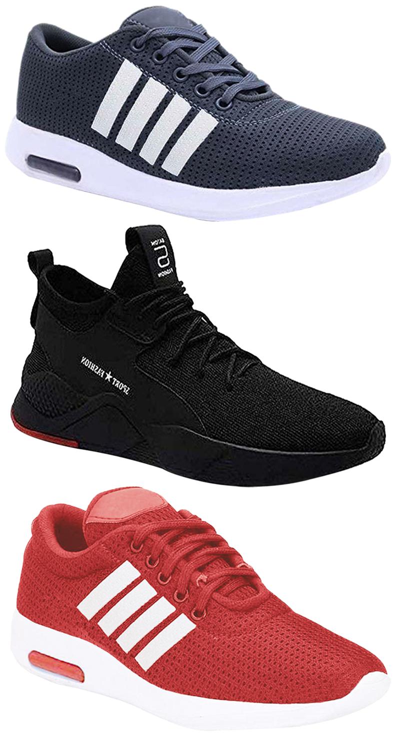 

Birde Men Multicolor Mesh Canvas Casual Sports Sneakers Runnning Shoes for Men s Boy s - UK10 (Combo of 3)