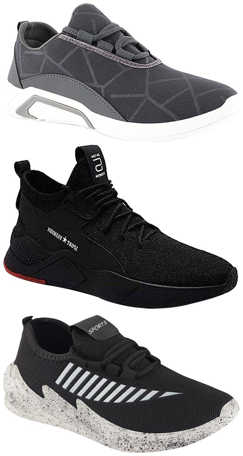 

Birde Men Multicolor Mesh Canvas Casual Sports Sneakers Runnning Shoes for Men s Boy s - UK6 (Combo of 3)