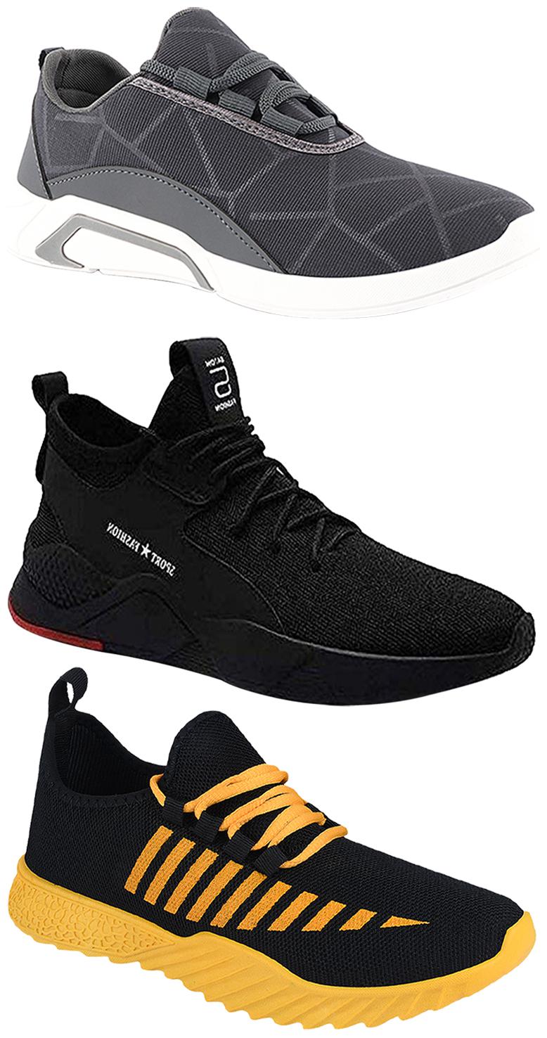 

Birde Men Multicolor Mesh Canvas Casual Sports Sneakers Runnning Shoes for Men s Boy s - UK7 (Combo of 3)