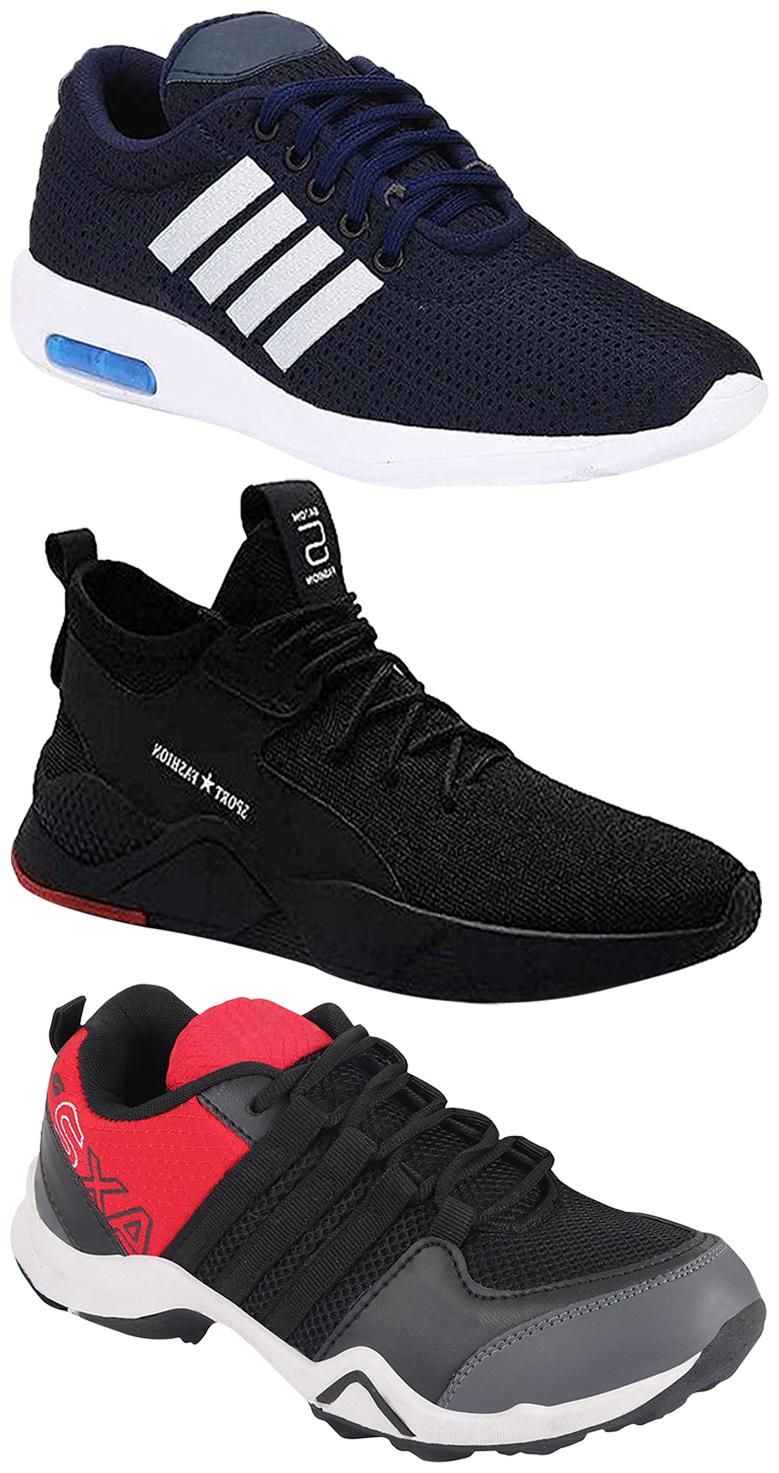 

Birde Men Multicolor Mesh Canvas Casual Sports Sneakers Runnning Shoes for Men s Boy s - UK8 (Combo of 3)