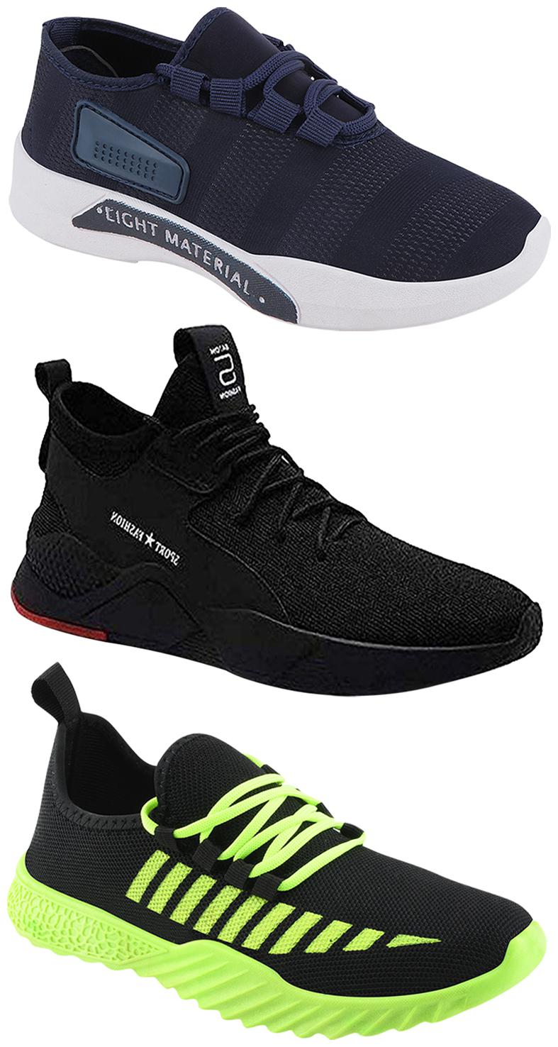 

Birde Men Multicolor Mesh Canvas Casual Sports Sneakers Runnning Shoes for Men s Boy s - UK7 (Combo of 3)