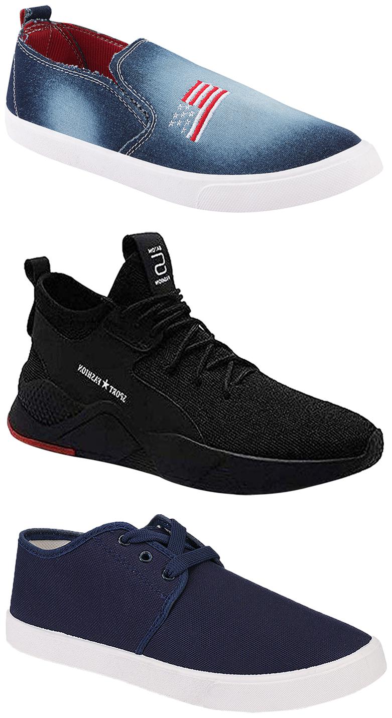 

Birde Men Multicolor Mesh Canvas Casual Sports Sneakers Runnning Shoes for Men s Boy s - UK7 (Combo of 3)