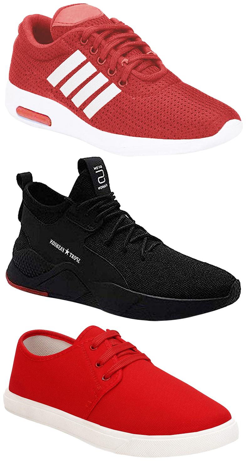

Birde Men Multicolor Mesh Canvas Casual Sports Sneakers Runnning Shoes for Men s Boy s - UK10 (Combo of 3)