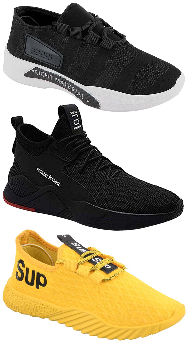

Birde Men Multicolor Mesh Canvas Casual Sports Sneakers Runnning Shoes for Men s Boy s - UK6 (Combo of 3)