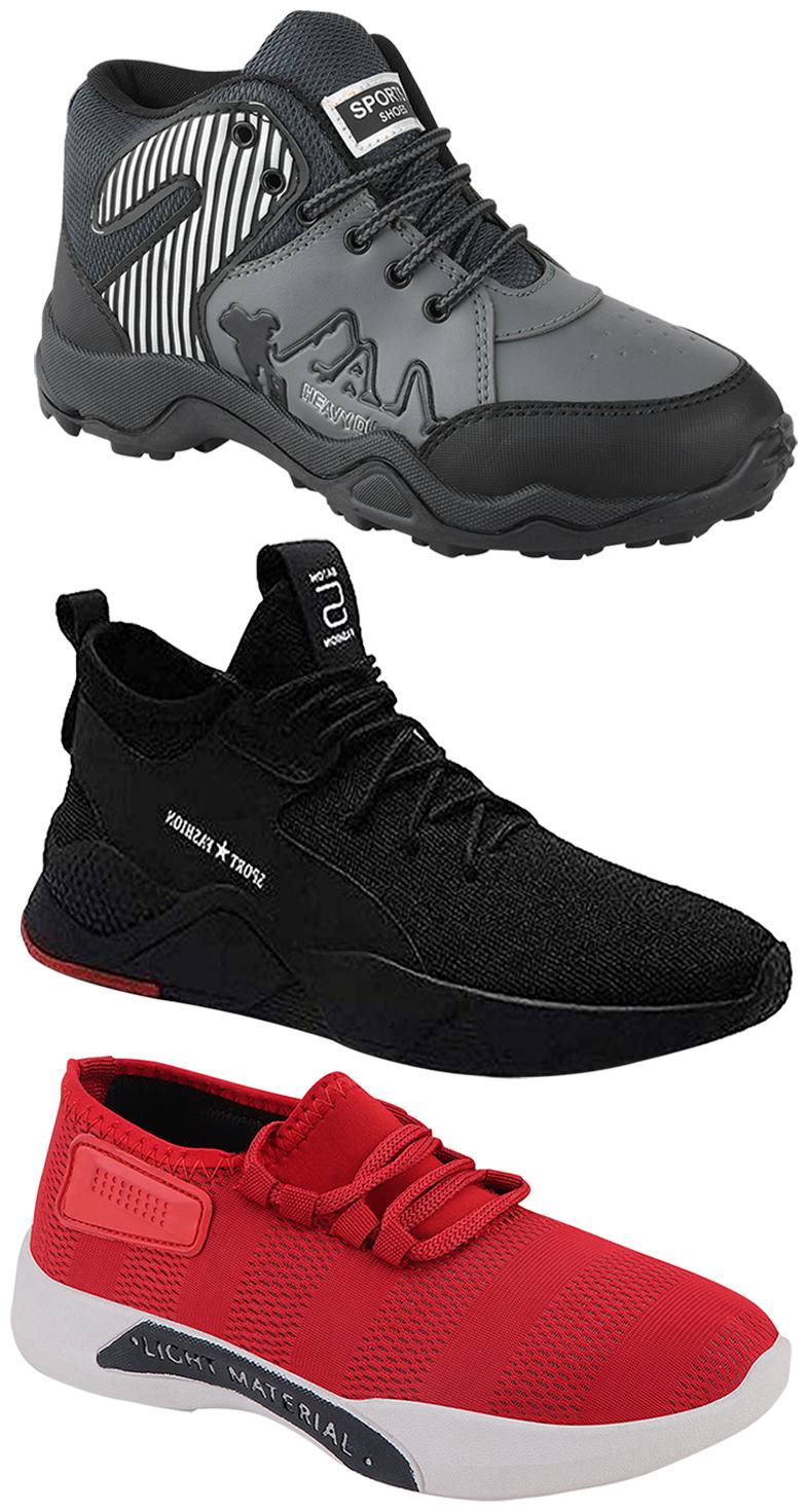 

Birde Men Multicolor Mesh Canvas Casual Sports Sneakers Runnning Shoes for Men s Boy s - UK7 (Combo of 3)