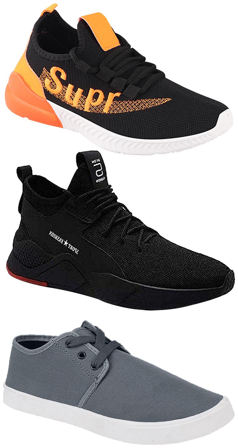 

Birde Men Multicolor Mesh Canvas Casual Sports Sneakers Runnning Shoes for Men s Boy s - UK6 (Combo of 3)
