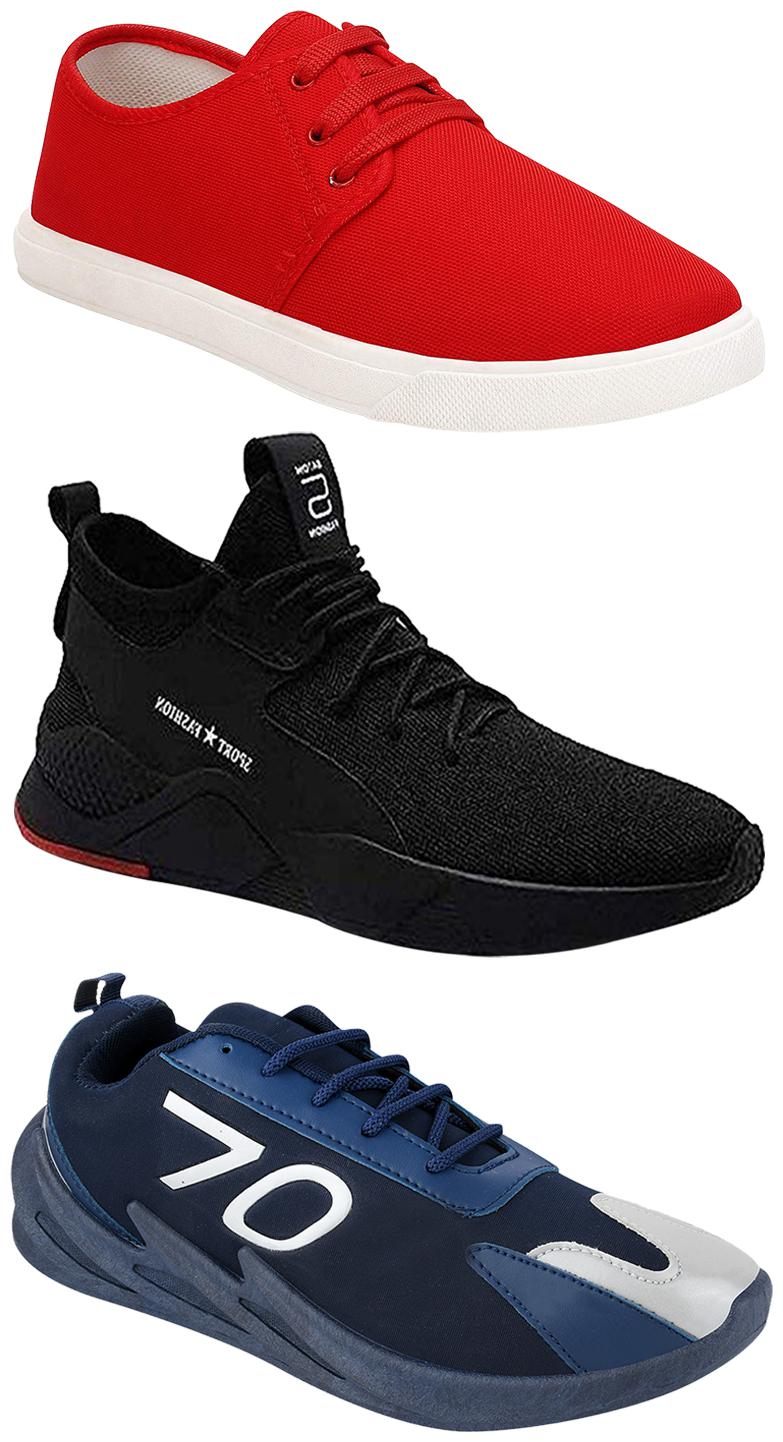

Birde Men Multicolor Mesh Canvas Casual Sports Sneakers Runnning Shoes for Men s Boy s - UK10 (Combo of 3)