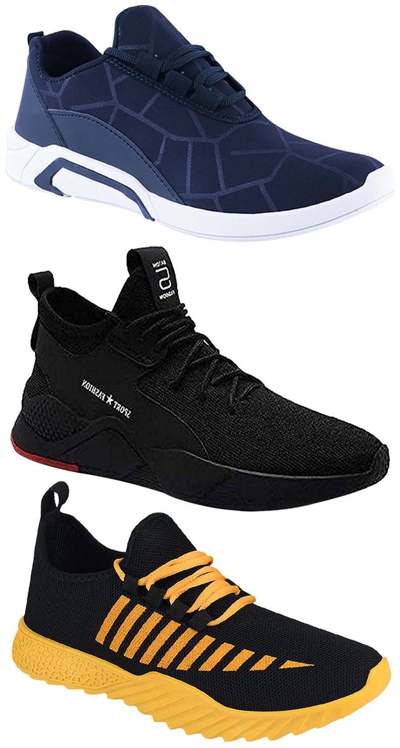 

Birde Men Multicolor Mesh Canvas Casual Sports Sneakers Runnning Shoes for Men s Boy s - UK10 (Combo of 3)