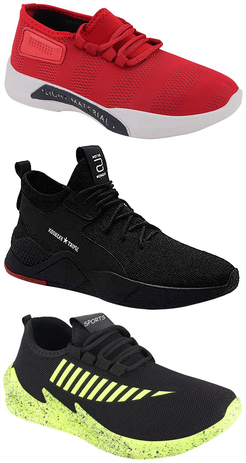 

Birde Men Multicolor Mesh Canvas Casual Sports Sneakers Runnning Shoes for Men s Boy s - UK8 (Combo of 3)