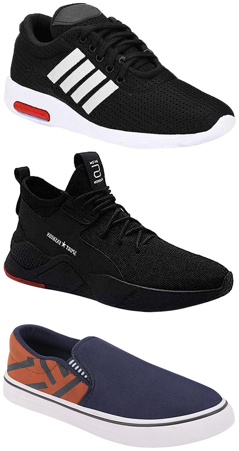 

Birde Men Multicolor Mesh Canvas Casual Sports Sneakers Runnning Shoes for Men s Boy s - UK8 (Combo of 3)