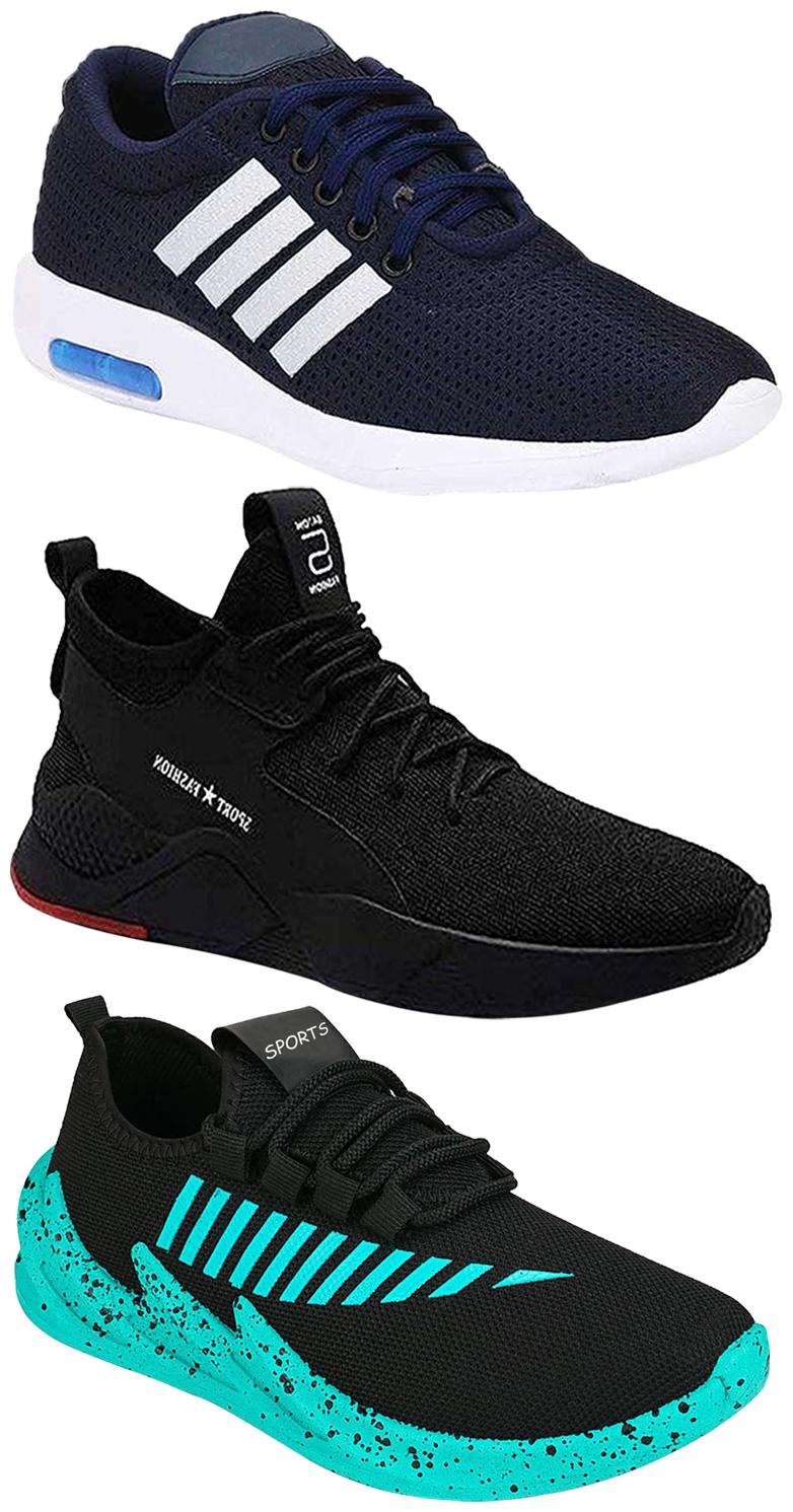 

Birde Men Multicolor Mesh Canvas Casual Sports Sneakers Runnning Shoes for Men s Boy s - UK8 (Combo of 3)