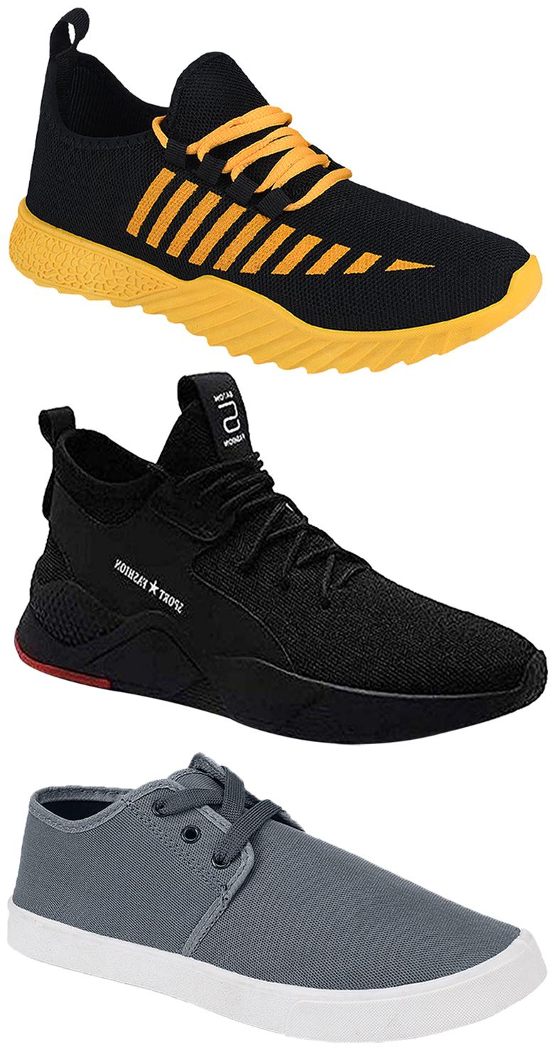 

Birde Men Multicolor Mesh Canvas Casual Sports Sneakers Runnning Shoes for Men s Boy s - UK8 (Combo of 3)
