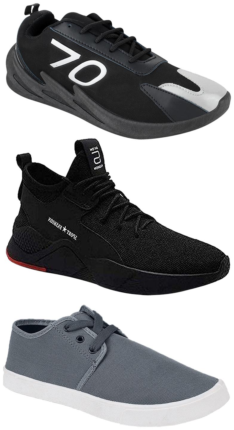 

Birde Men Multicolor Mesh Canvas Casual Sports Sneakers Runnning Shoes for Men s Boy s - UK10 (Combo of 3)