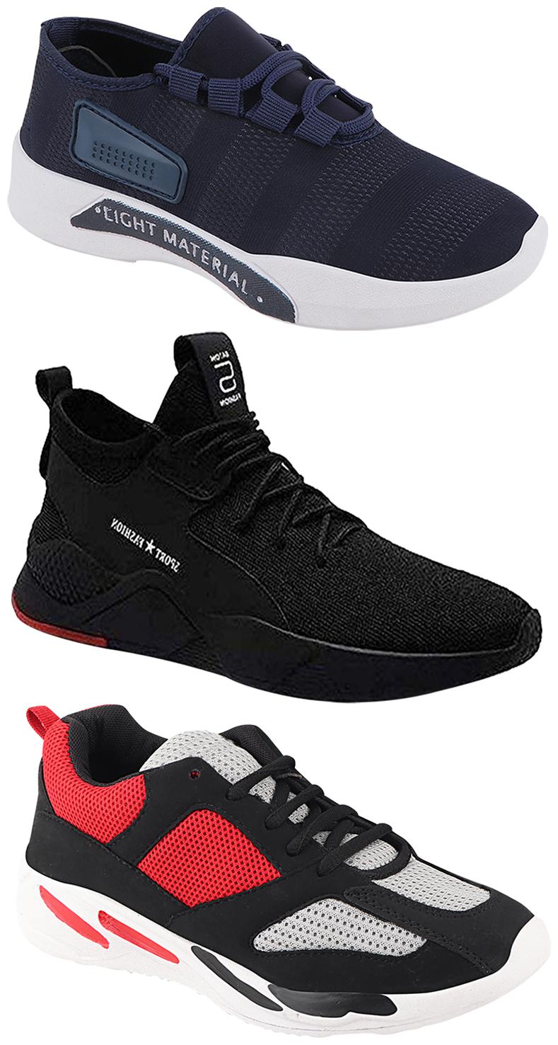 

Birde Men Multicolor Mesh Canvas Casual Sports Sneakers Runnning Shoes for Men s Boy s - UK6 (Combo of 3)