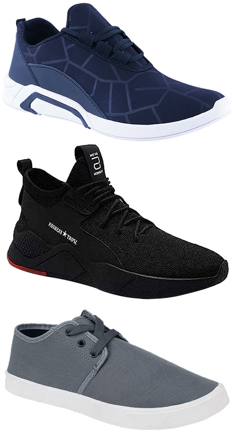 

Birde Men Multicolor Mesh Canvas Casual Sports Sneakers Runnning Shoes for Men s Boy s - UK10 (Combo of 3)