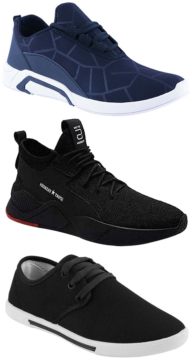 

Birde Men Multicolor Mesh Canvas Casual Sports Sneakers Runnning Shoes for Men s Boy s - UK7 (Combo of 3)