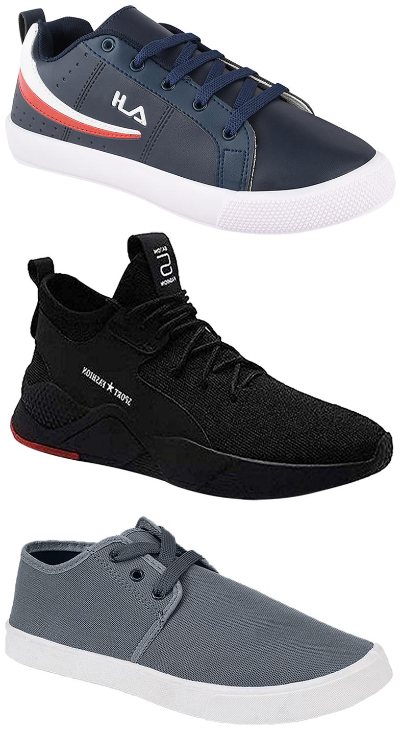 

Birde Men Multicolor Mesh Canvas Casual Sports Sneakers Runnning Shoes for Men s Boy s - UK6 (Combo of 3)