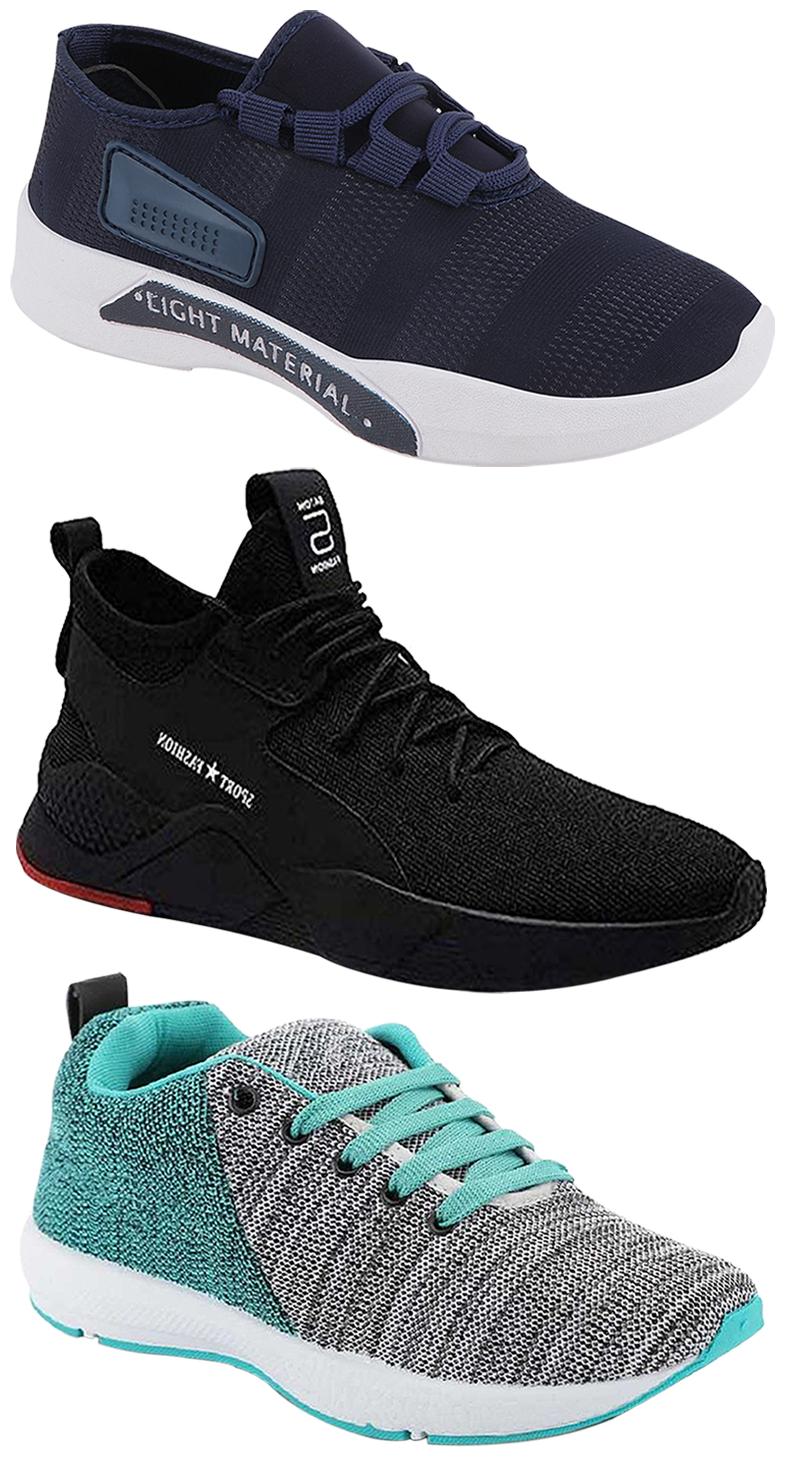 

Birde Men Multicolor Mesh Canvas Casual Sports Sneakers Runnning Shoes for Men s Boy s - UK6 (Combo of 3)