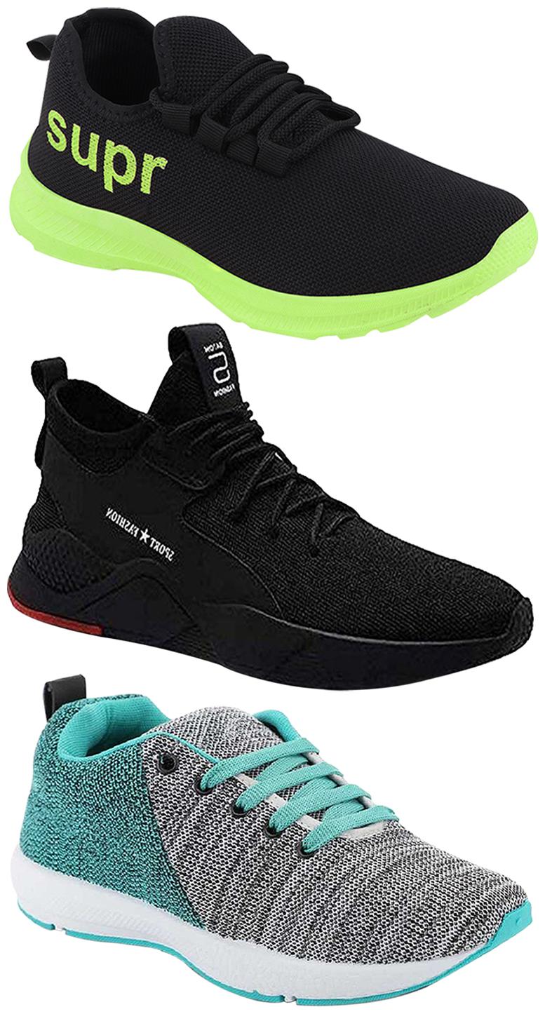

Birde Men Multicolor Mesh Canvas Casual Sports Sneakers Runnning Shoes for Men s Boy s - UK7 (Combo of 3)