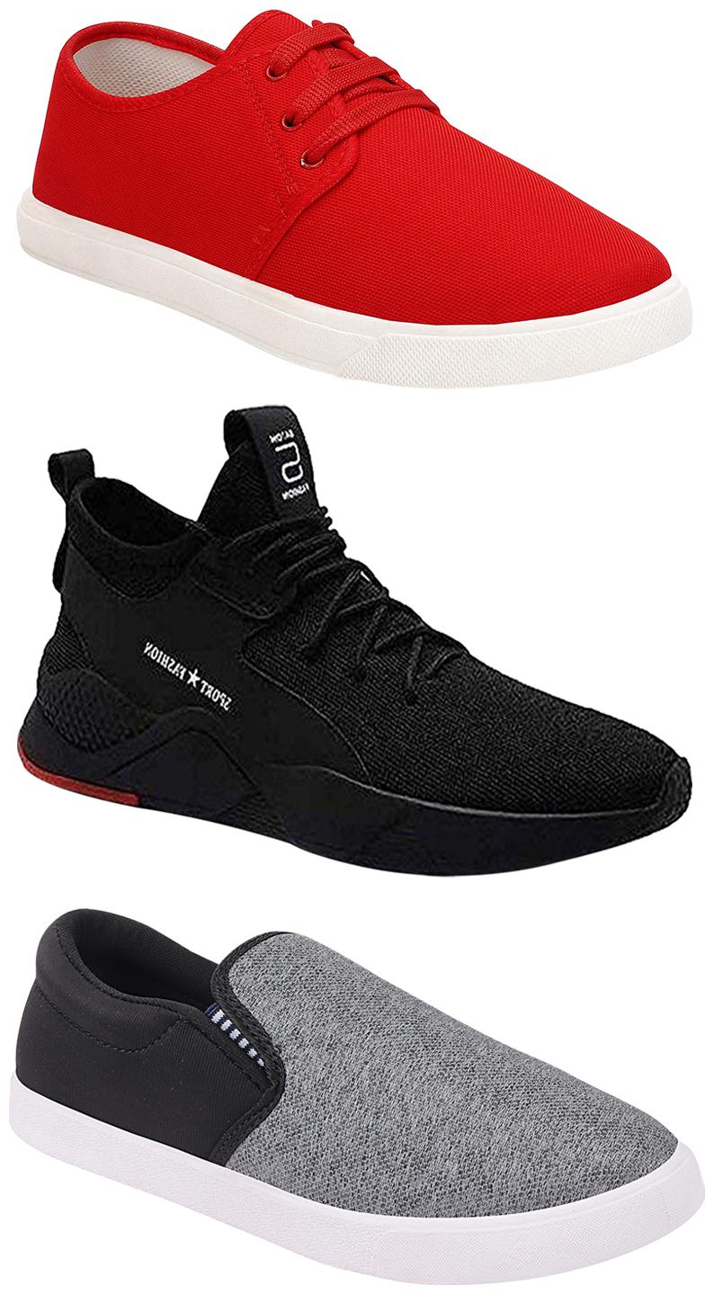 

Birde Men Multicolor Mesh Canvas Casual Sports Sneakers Runnning Shoes for Men s Boy s - UK7 (Combo of 3)