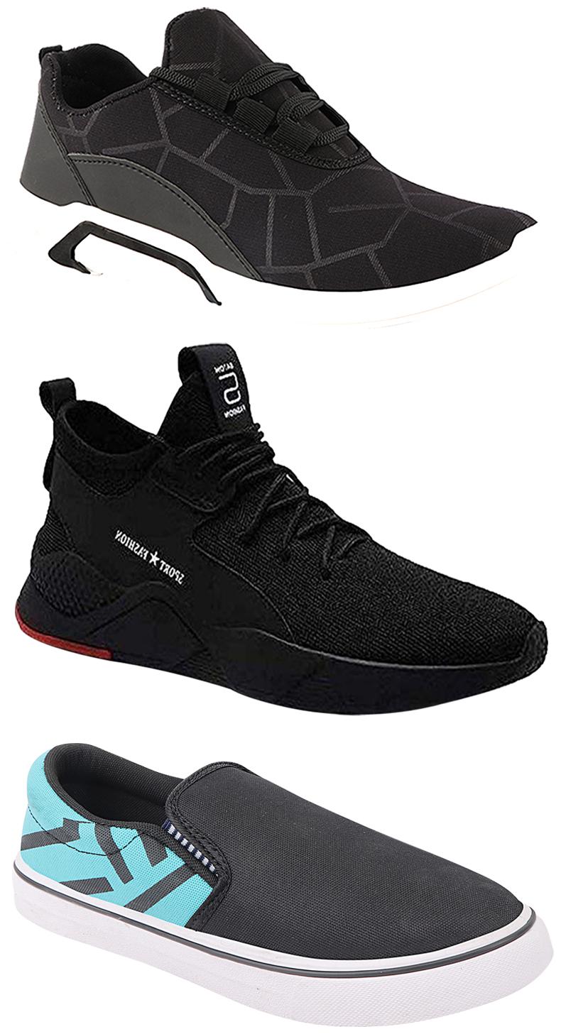 

Birde Men Multicolor Mesh Canvas Casual Sports Sneakers Runnning Shoes for Men s Boy s - UK10 (Combo of 3)