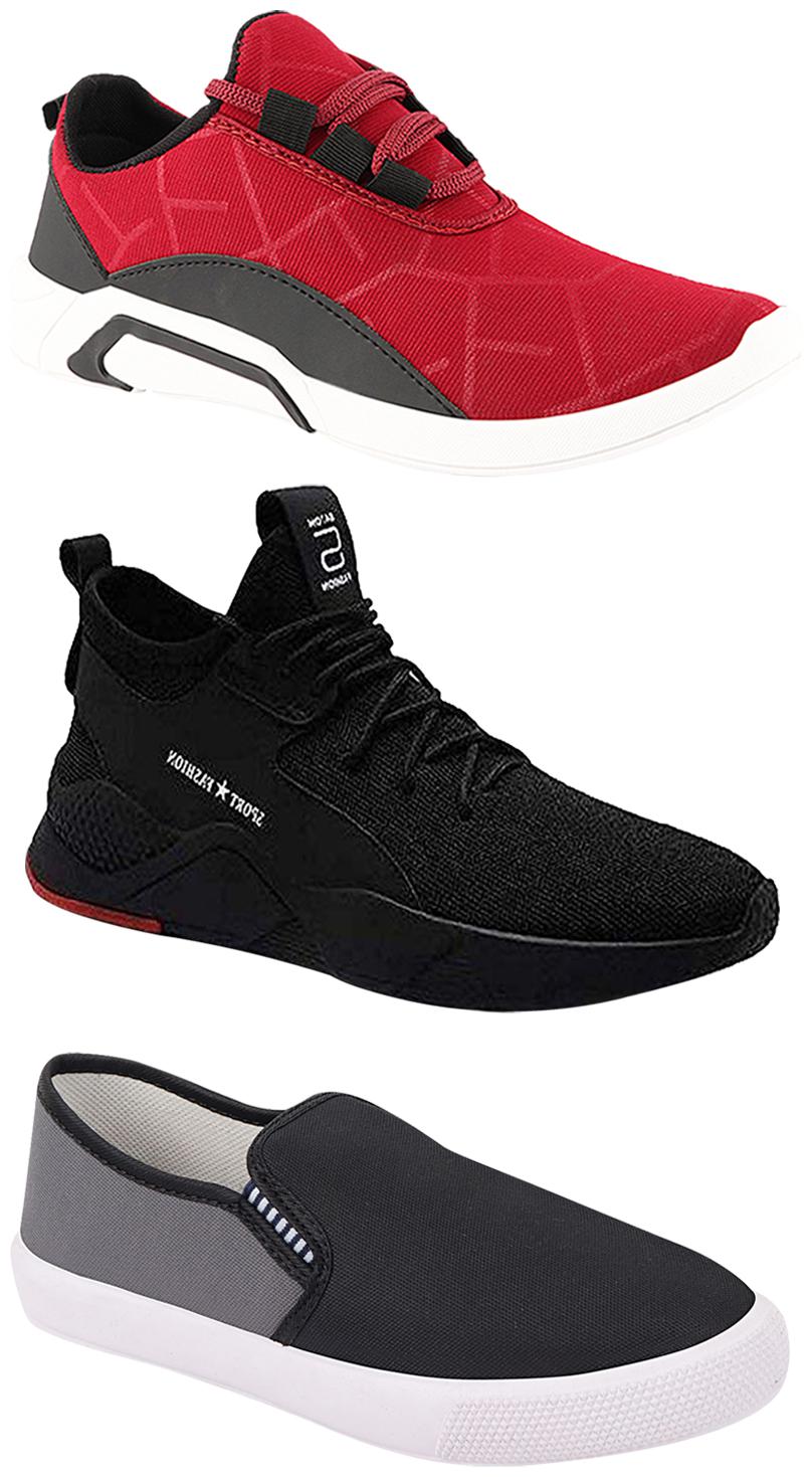

Birde Men Multicolor Mesh Canvas Casual Sports Sneakers Runnning Shoes for Men s Boy s - UK6 (Combo of 3)