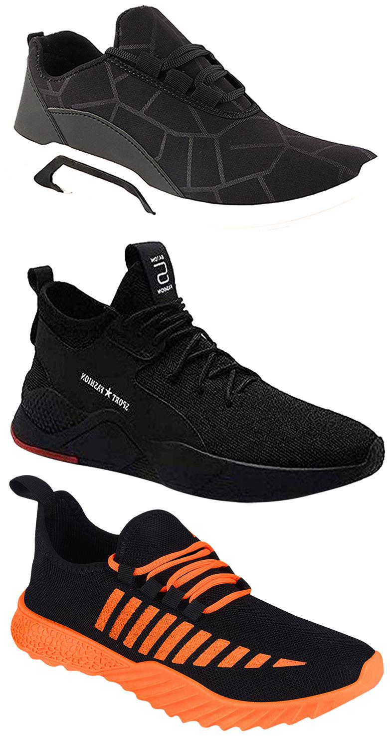 

Birde Men Multicolor Mesh Canvas Casual Sports Sneakers Runnning Shoes for Men s Boy s - UK6 (Combo of 3)