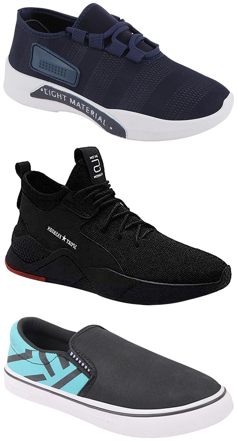 

Birde Men Multicolor Mesh Canvas Casual Sports Sneakers Runnning Shoes for Men s Boy s - UK6 (Combo of 3)