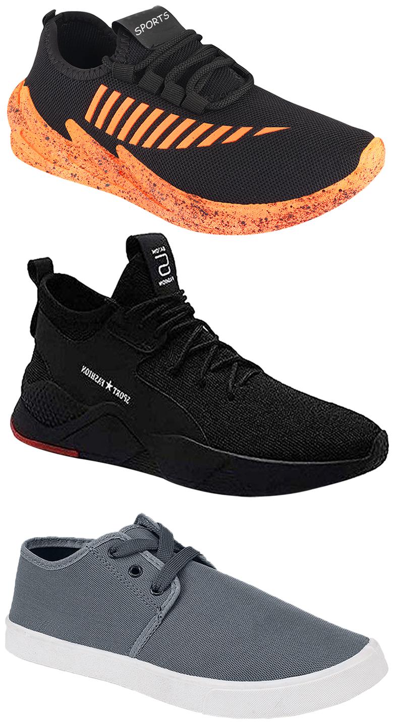 

Birde Men Multicolor Mesh Canvas Casual Sports Sneakers Runnning Shoes for Men s Boy s - UK9 (Combo of 3)
