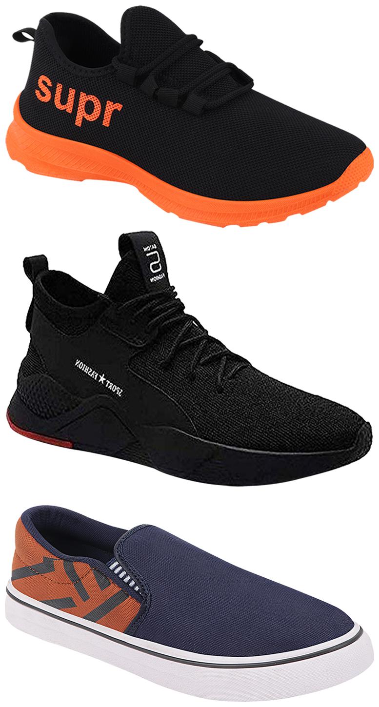 

Birde Men Multicolor Mesh Canvas Casual Sports Sneakers Runnning Shoes for Men s Boy s - UK10 (Combo of 3)