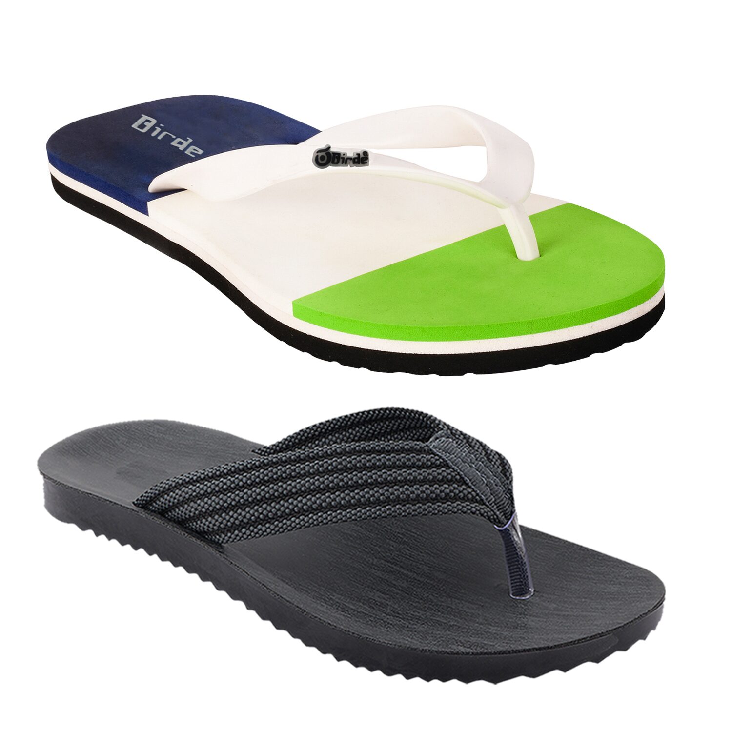 

Birde Men Black White Flip-Flops - 2 Pair
