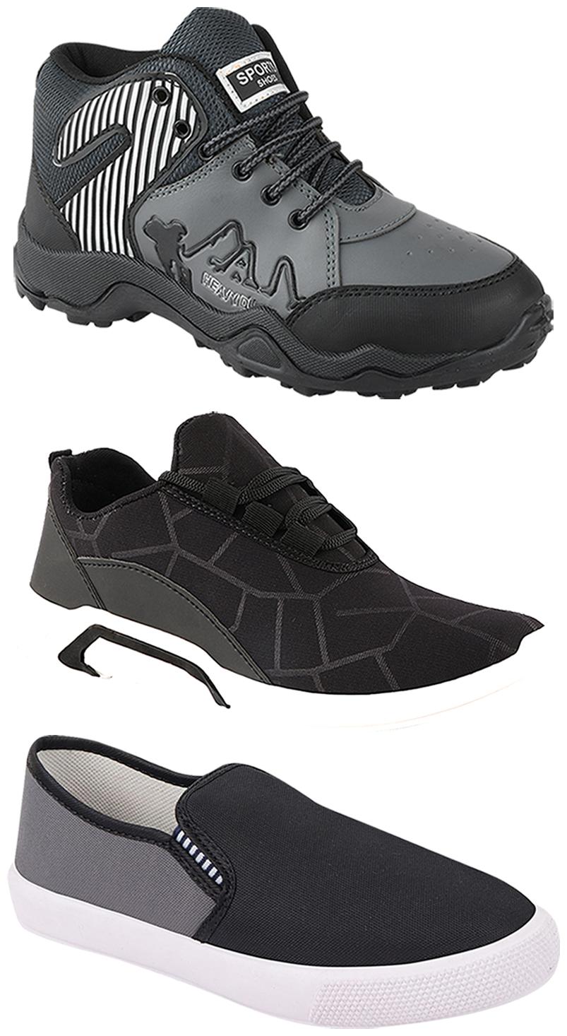 

Birde Men Multi-Color Casual Shoes - BRD-300-BLK-309-GRY-367