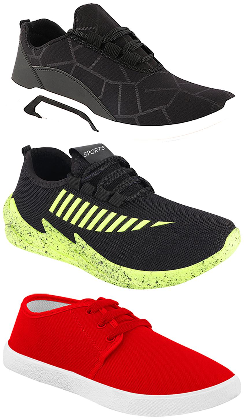

Birde Men Multi-Color Casual Shoes - CASUAL SPORTS SNEAKERS RUNNNING SHOES - BRD-300-BLK-1077-324-PGRN