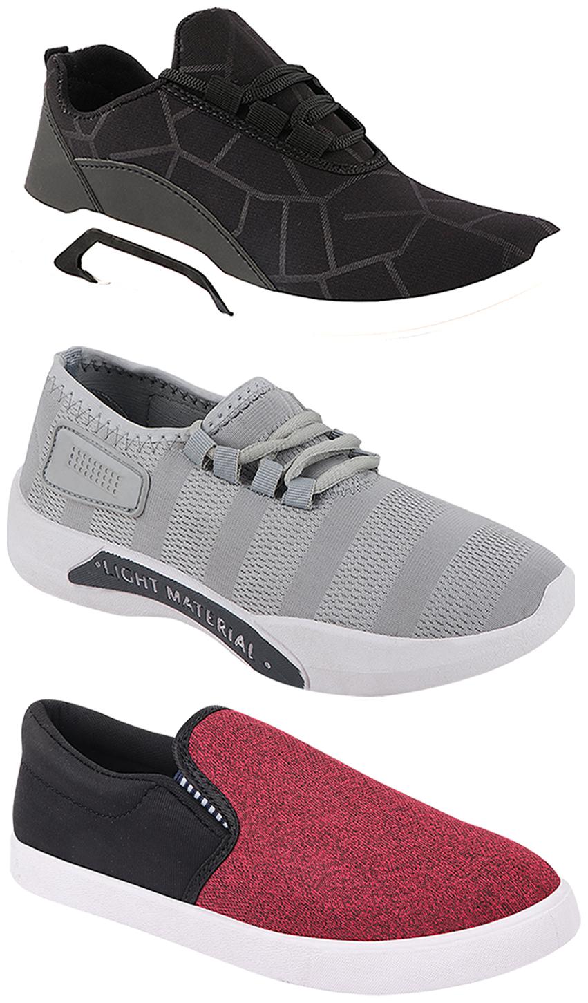 

Birde Men Multi-Color Casual Shoes - BRD-300-BLK-301-GRY-310-BLK