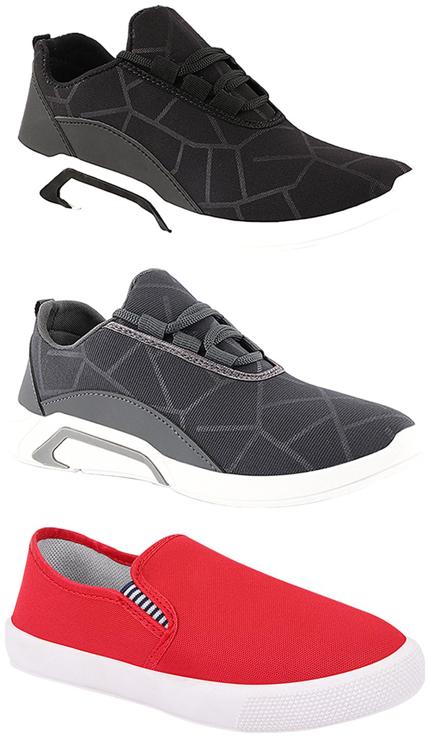 

Birde Men Multi-Color Casual Shoes - BRD-300-BLK-300-GRY-309-RD