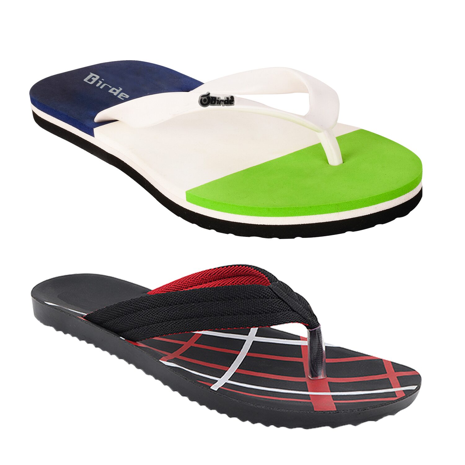 

Birde Men Black White Flip-Flops - 2 Pair