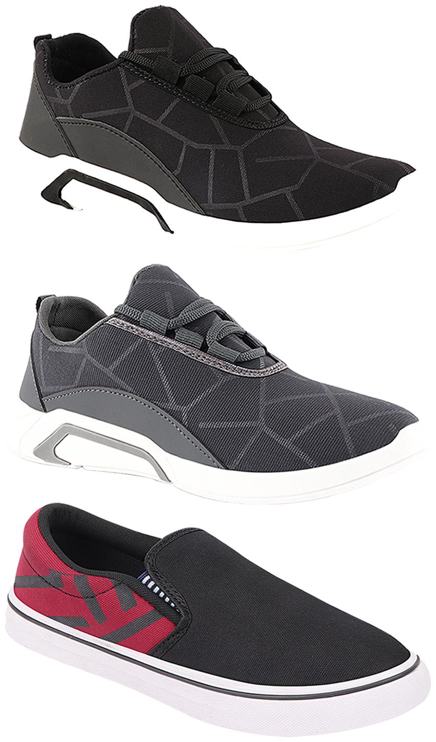 

Birde Men Multi-Color Casual Shoes - BRD-300-BLK-300-GRY-308-MRN