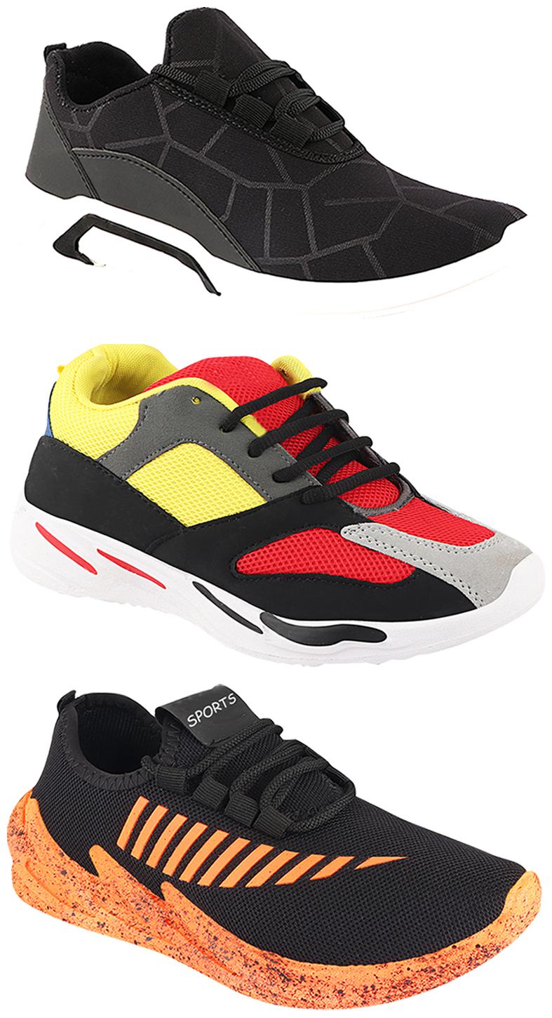 

Birde Men Multi-Color Casual Shoes - CASUAL SPORTS SNEAKERS RUNNNING SHOES - BRD-300-BLK-324-ORNG-333
