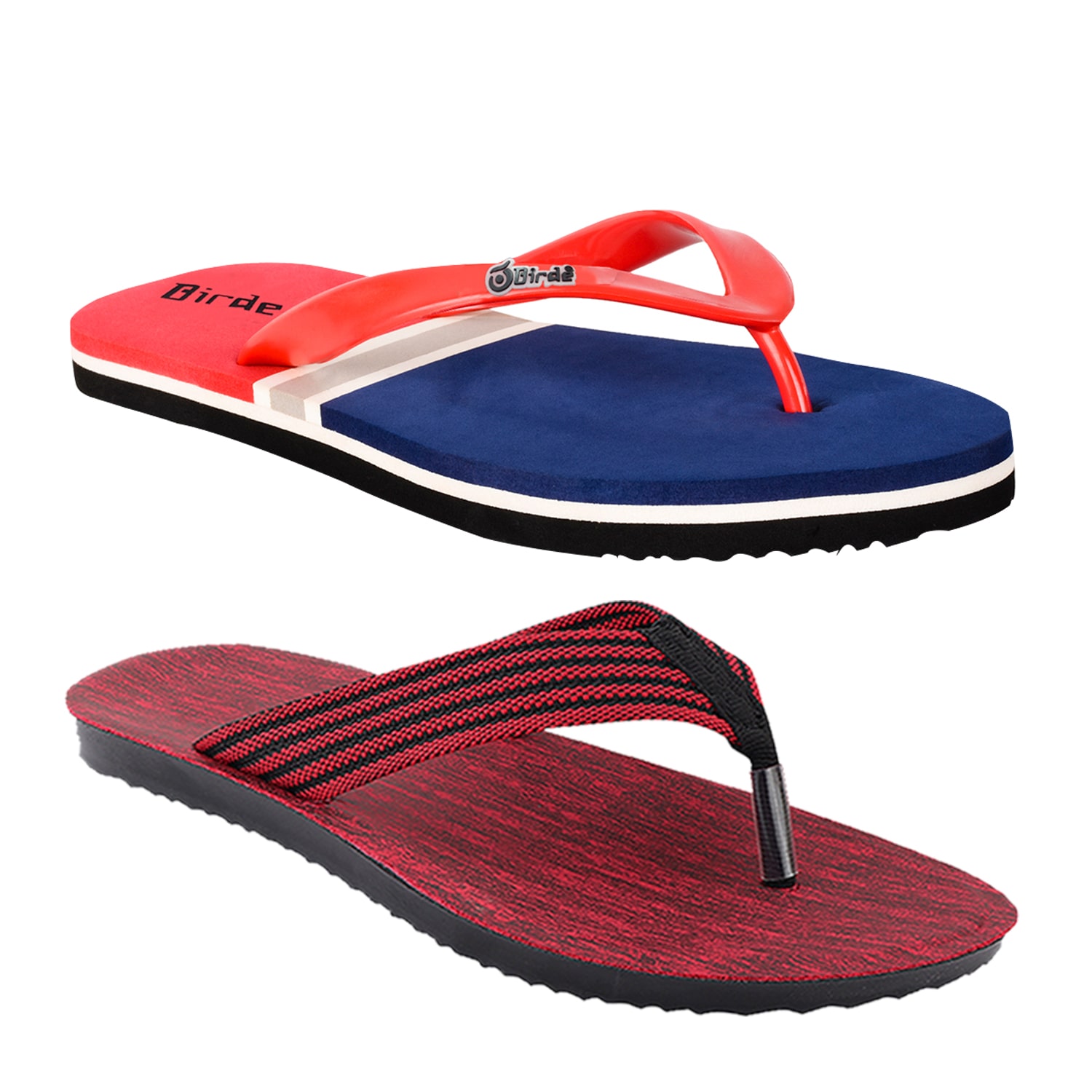 

Birde Men Black Red Flip-Flops - 2 Pair
