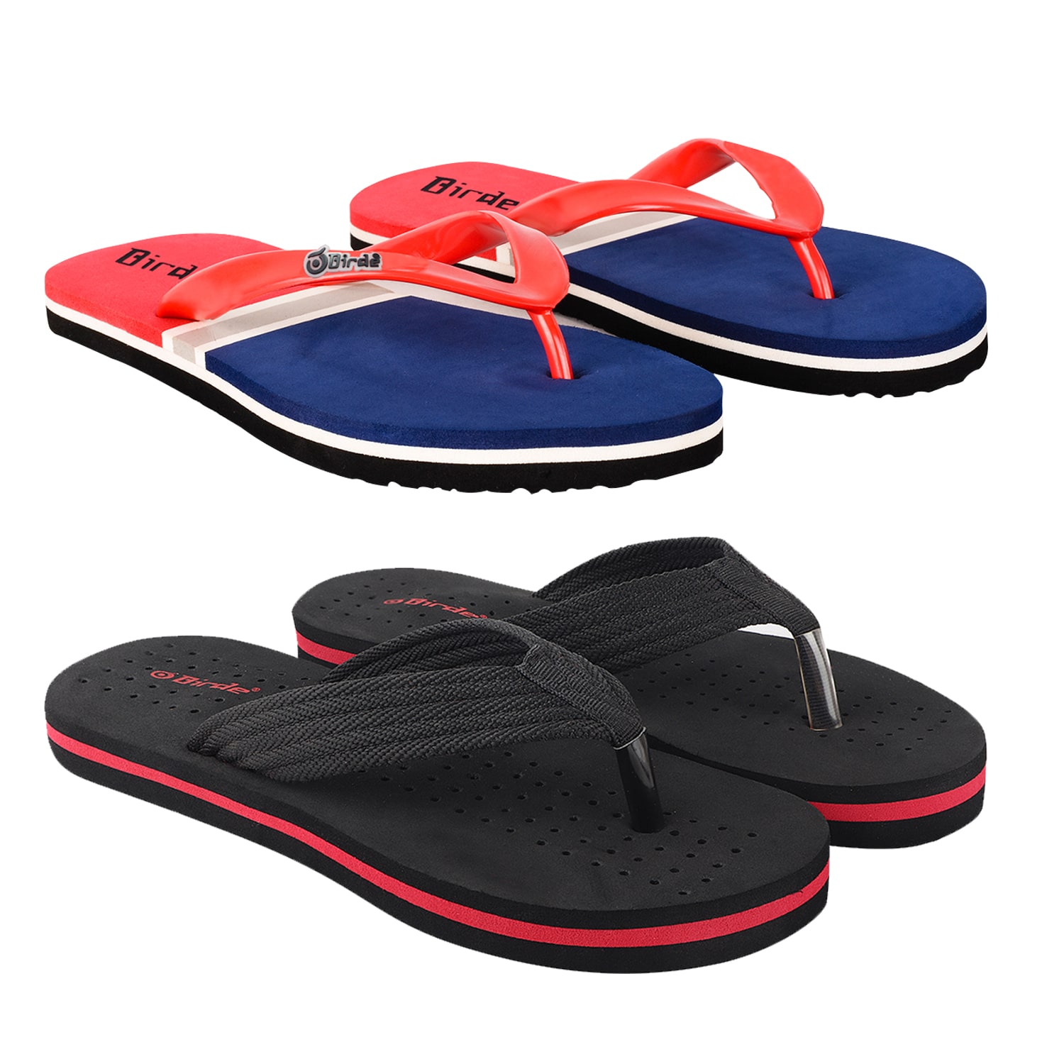 

Birde Men Black Red Flip-Flops - 2 Pair