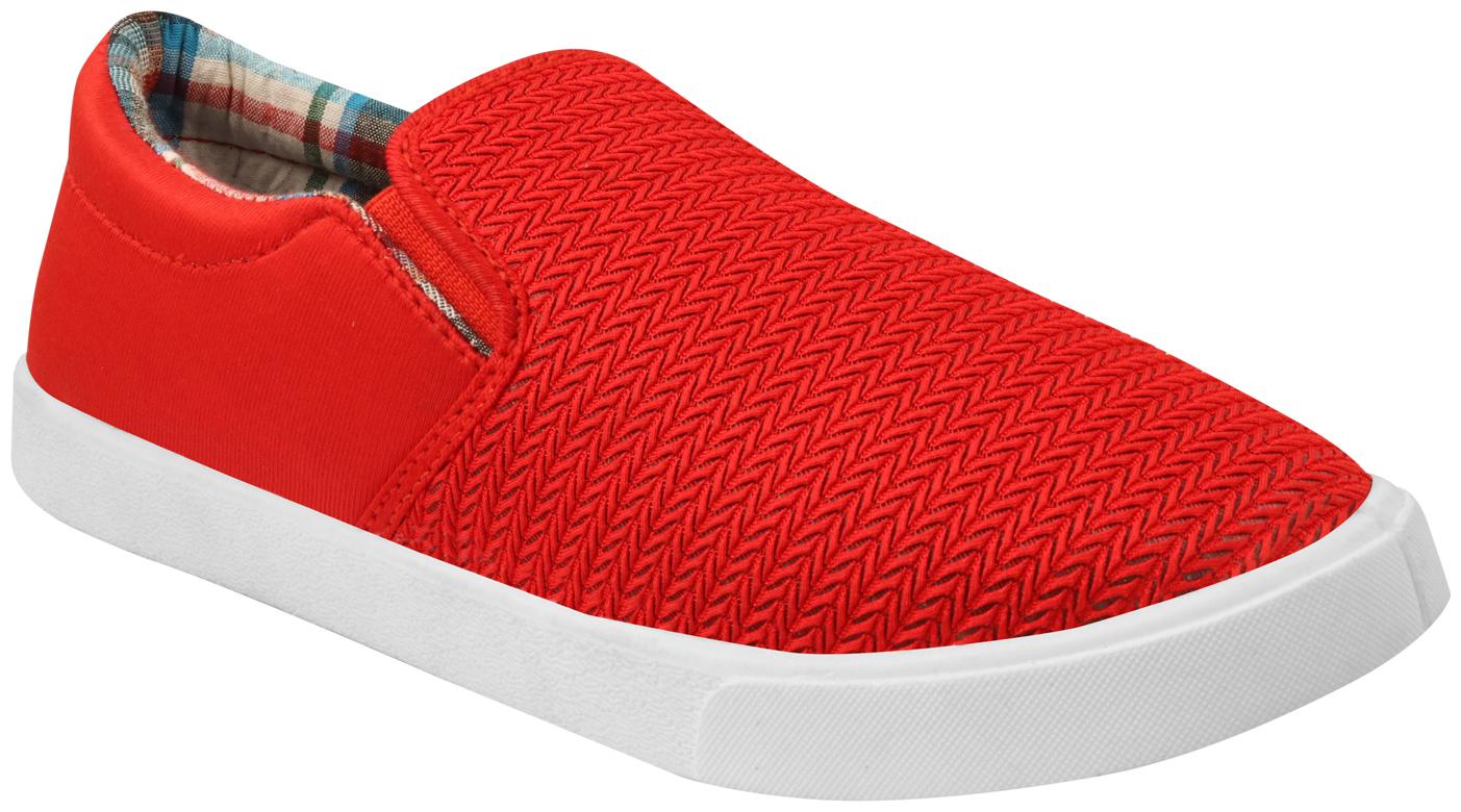 

Birde Red Canvas Slip-On Shoes For Men