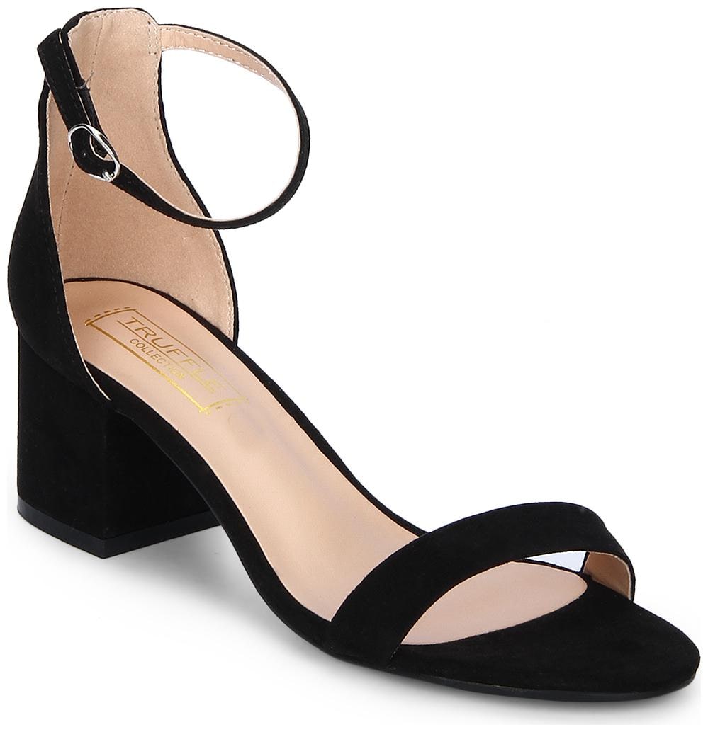 

Truffle Collection Black Ankle Strap Kitten Block Heels