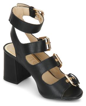 

Truffle Collection Black Buckle Detail Ankle Strap Low Block Heels