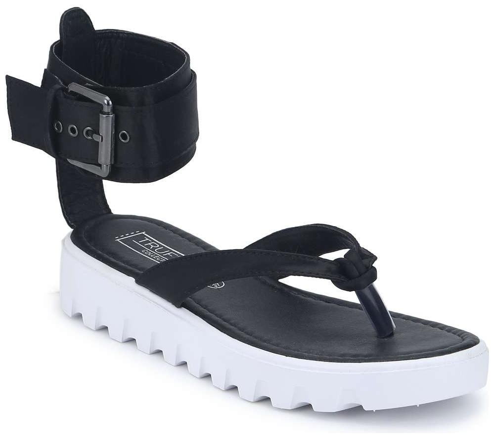 

Truffle Collection Black Crossover Ankle Strap Flats