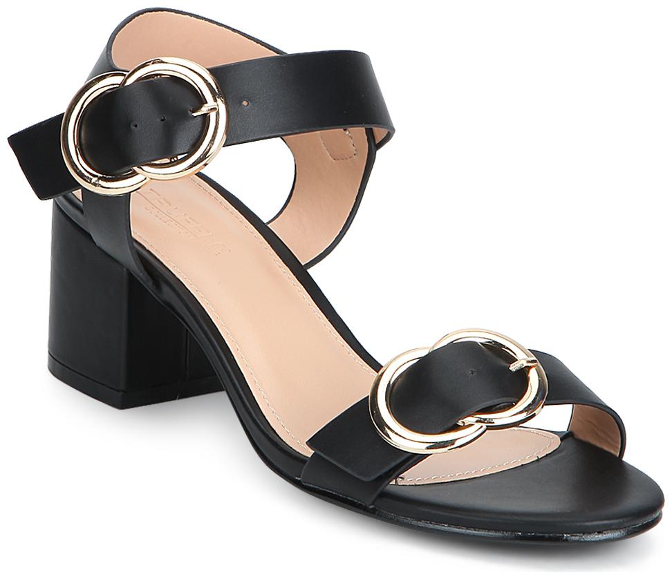 

Black Double Buckle Low Block Heels