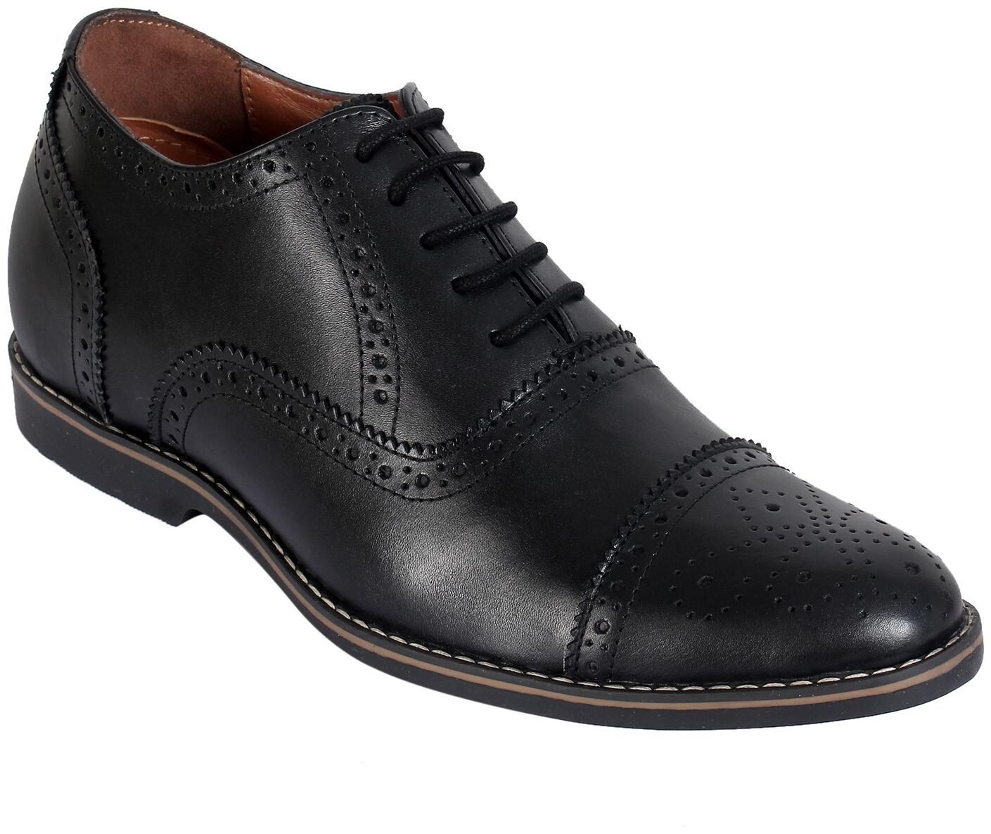 

Black Formal Oxford Brogue Height Increasing Leather Shoes for Men Corporate Office Wedding Party Men s Dress Wear Lace Up Genuine Pure Leather Stylish Trending Latest Italian Design