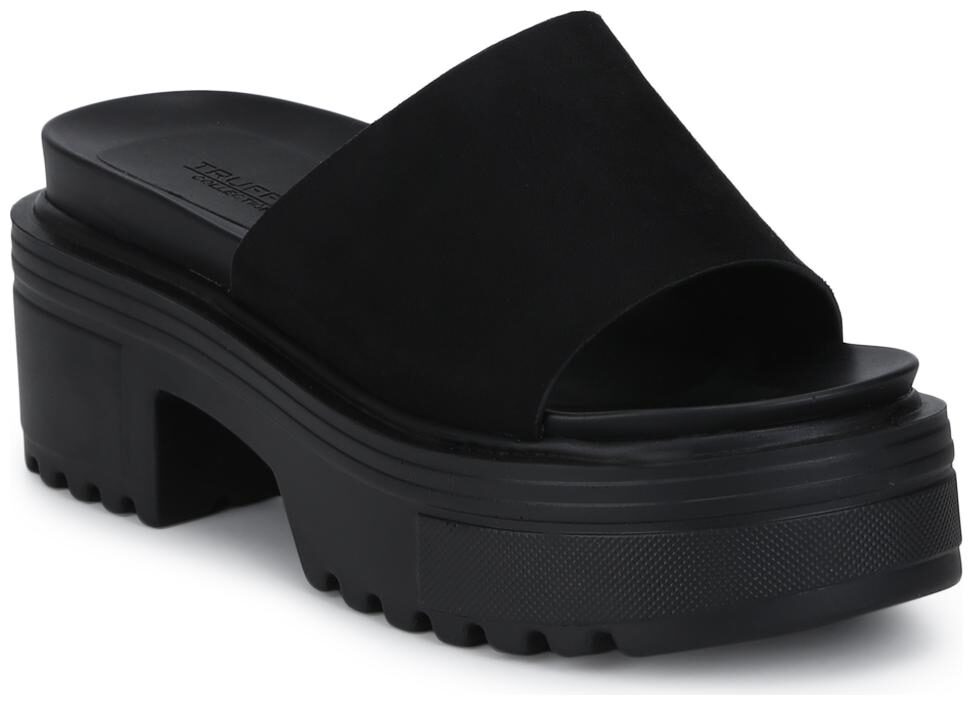 

Black Micro Slip-on Cleated Bottom Platform Block Heels